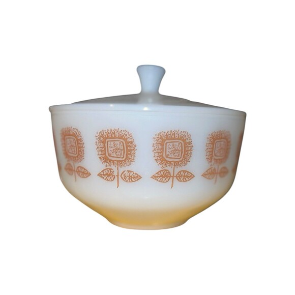 Federal Glass Connoisseur Brown Sunflower Covered Casserole Bowl USA 2.5 quart - Picture 3 of 9